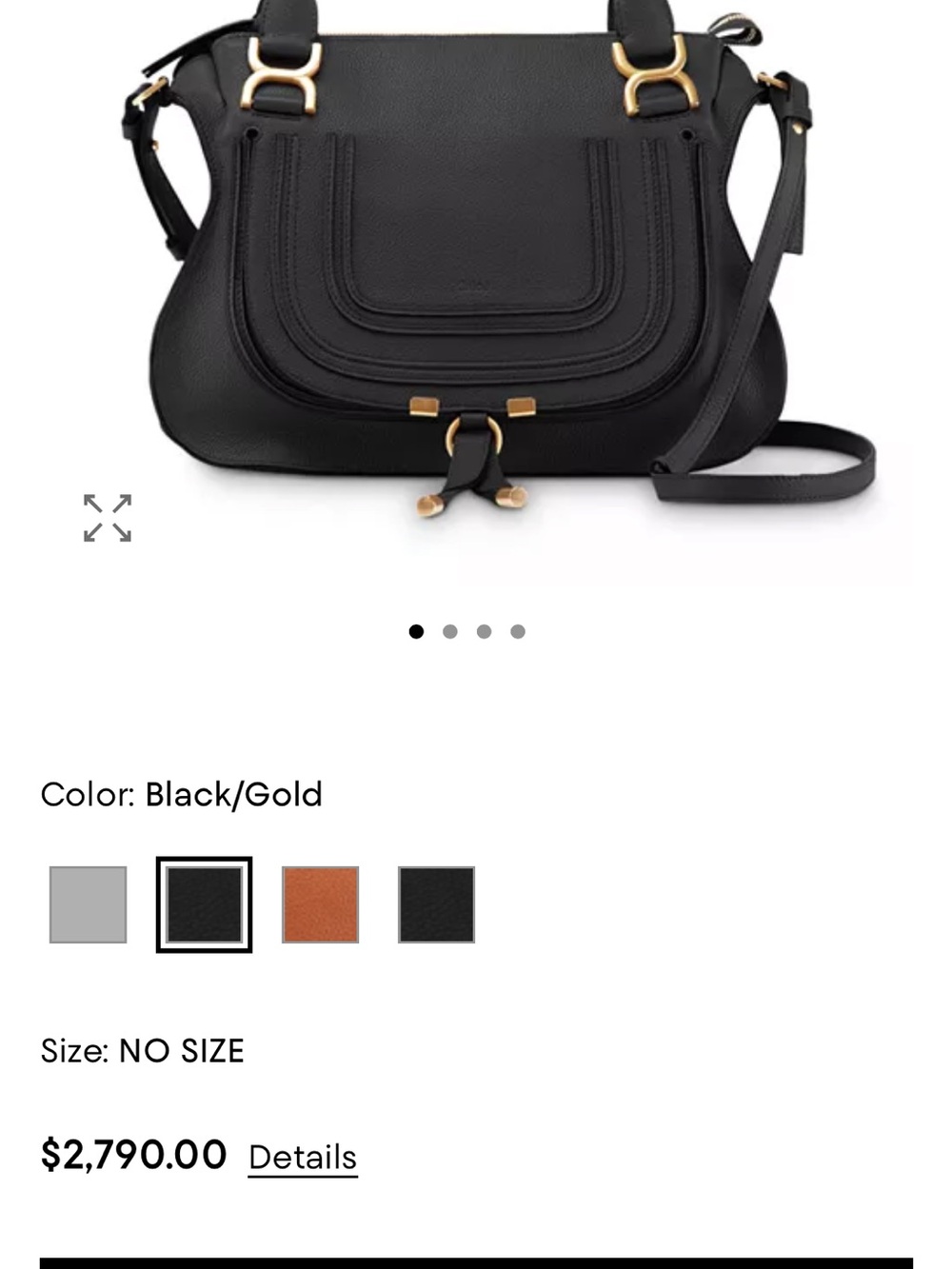 Chloe Black Pebbled Leather Satchel with Gold-Tone Hardware - Picture 6 of 6